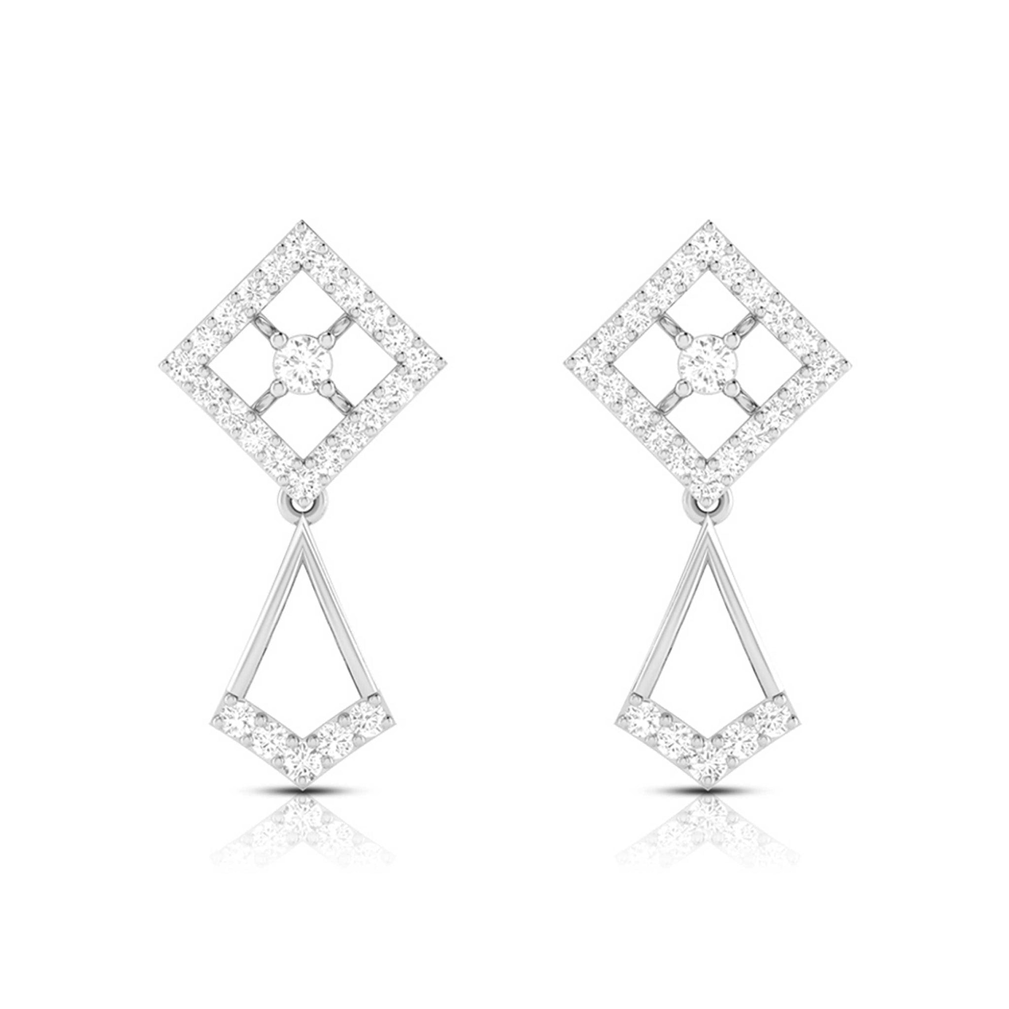 Jewelove™ Earrings Platinum Hanging Clusters Earrings with Diamonds for Women JL PT E N-21