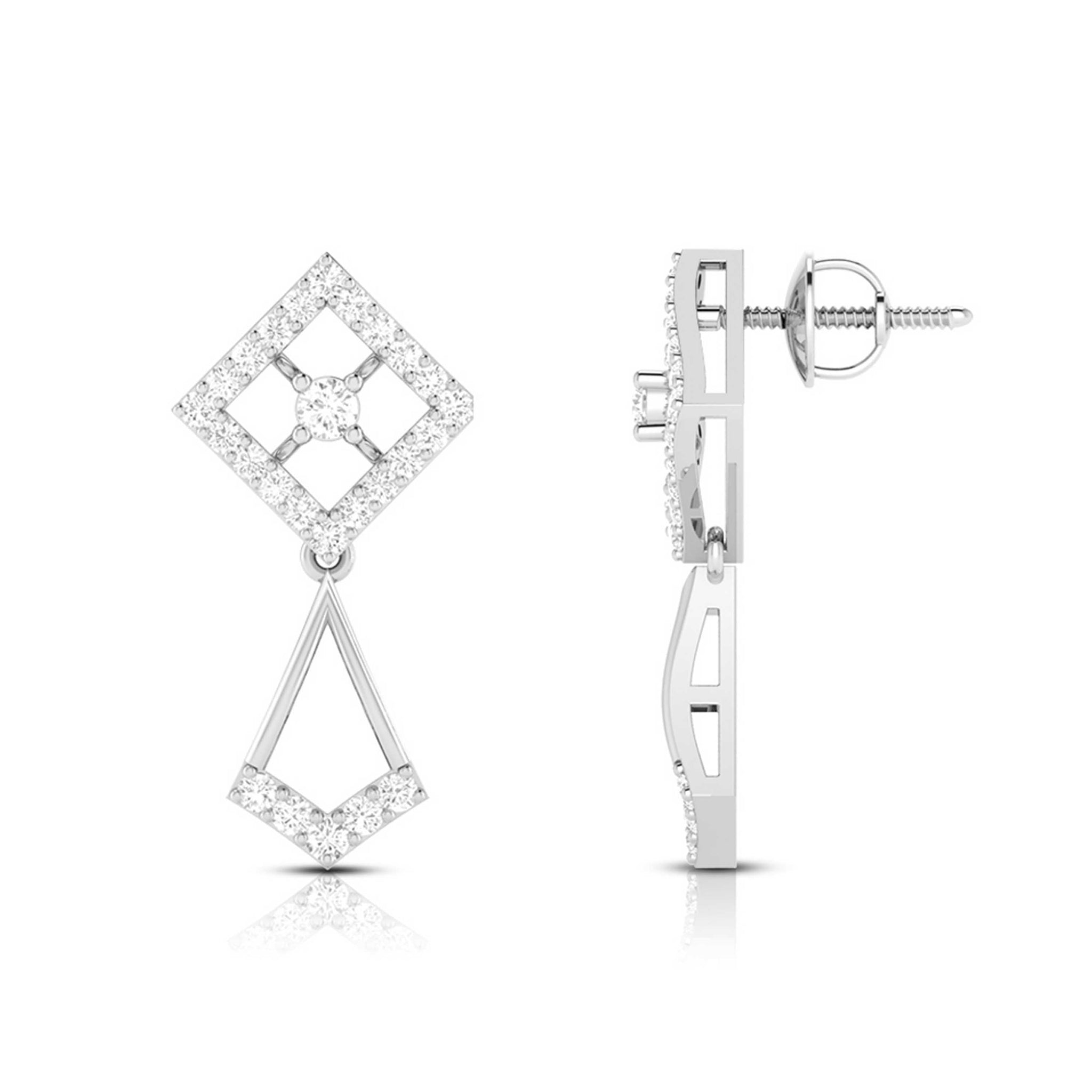 Jewelove™ Earrings Platinum Hanging Clusters Earrings with Diamonds for Women JL PT E N-21