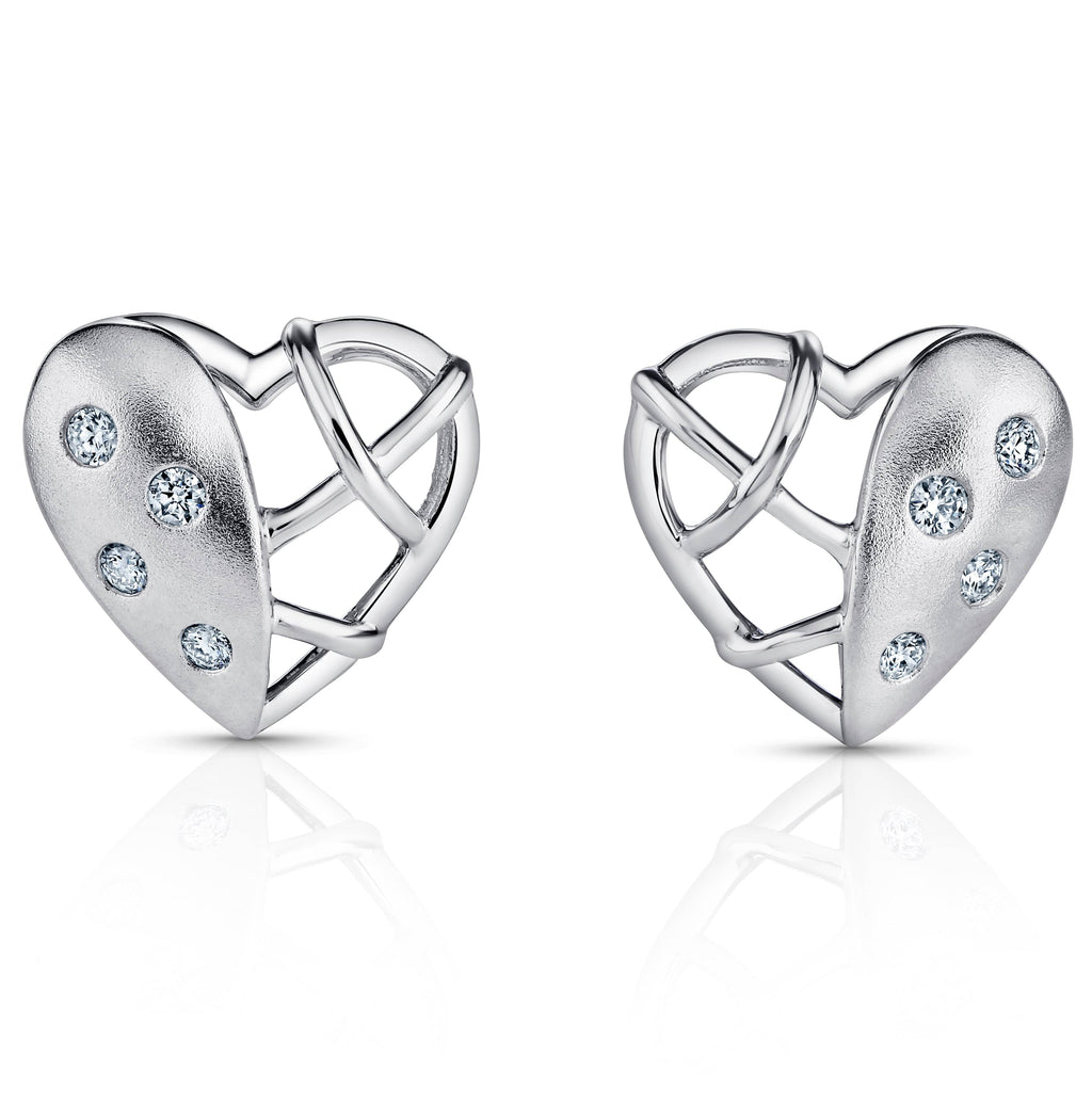 Jewelove™ Earrings SI IJ Platinum Heart Earrings with Diamonds JL PT E 221