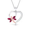 Front View of Platinum of Rose Heart Pendant with Diamonds JL PT P 8081