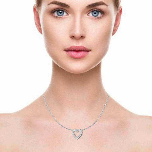 Jewelove™ Pendants Platinum Heart Pendant with Diamonds for Women JL PT P PF RD 102