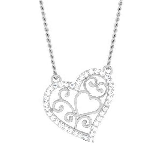 Jewelove™ Pendants SI IJ Platinum Heart Pendant with Diamonds JL PT P 8085-A
