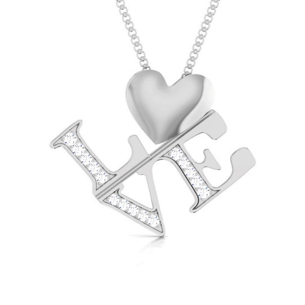 Front View of Platinum Infinity Heart Pendant with Diamonds JL PT P 8218