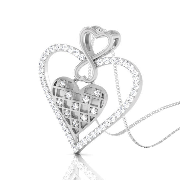 Perspective View of Platinum Infinity Heart Pendant with Diamonds JL PT P 8231