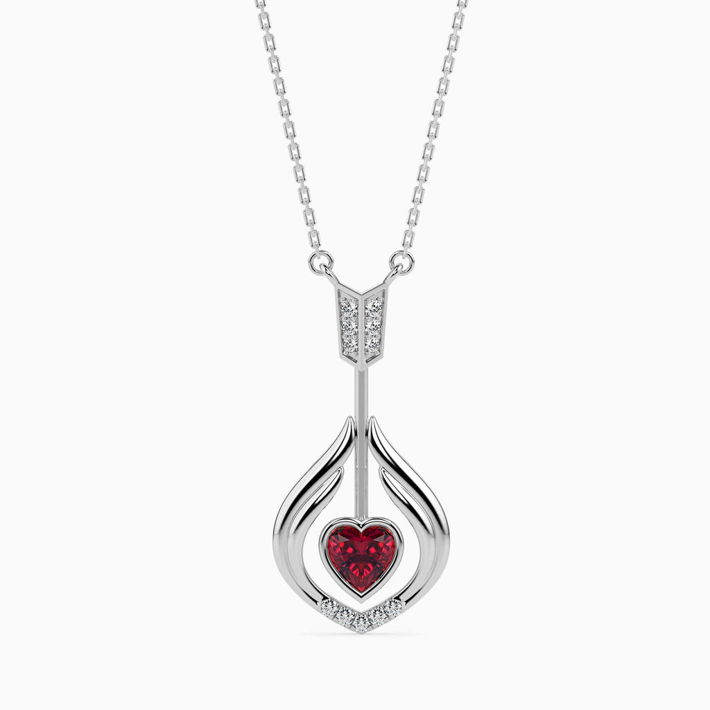 Jewelove™ Pendants SI IJ Platinum Heart Ruby Pendant with Diamond for Women JL PT P 18005