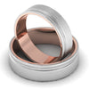 Front View of Platinum Love Bands with a Single  Groove & Rose Gold Base JL PT 643