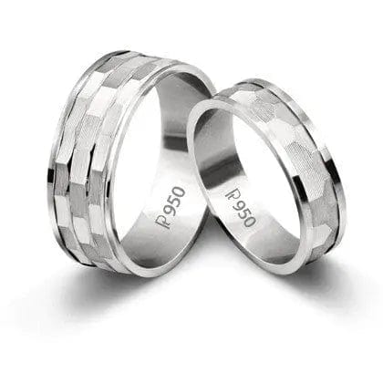 Platinum Love Bands with Hammer Finish SJ PTO 210 - Suranas Jewelove
