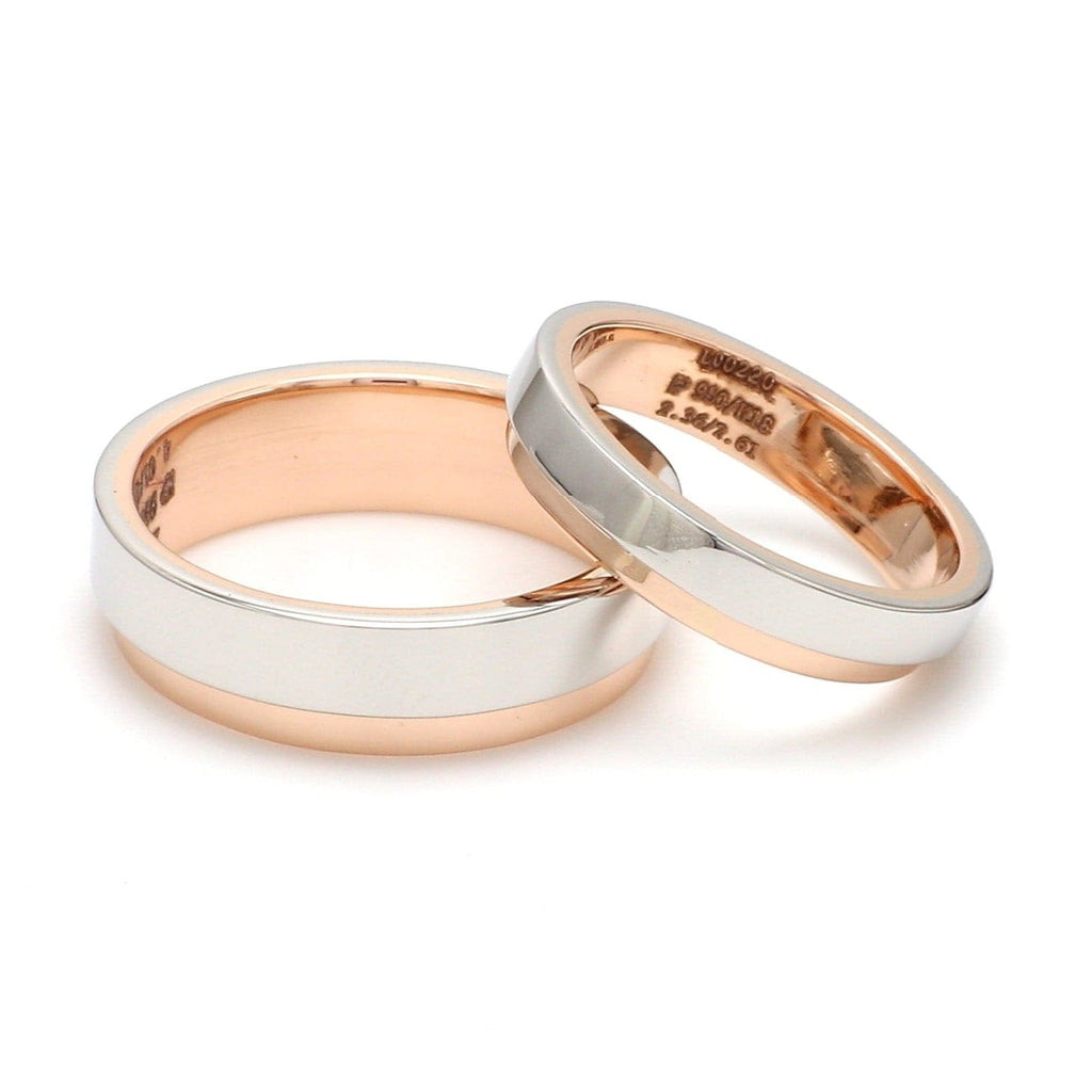 Jewelove™ Rings Both Platinum Love Bands with Rose Gold Step JL PT 925 - A