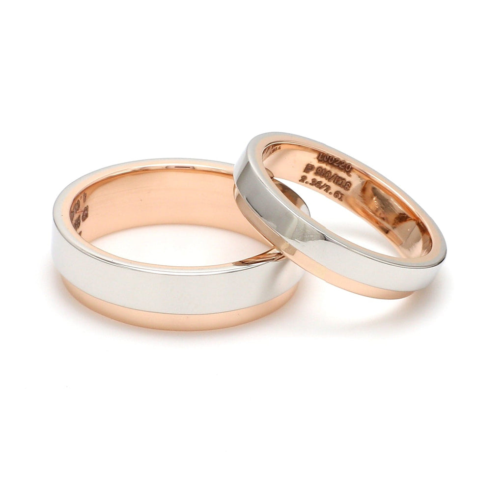 Jewelove™ Rings Both Platinum Love Bands with Rose Gold Step JL PT 925 - A