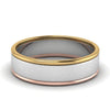 Front View of Platinum Love Bands with Rose Gold & Yellow Gold Edges JL PT 651