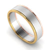 Perspective View of Platinum Love Bands with Rose Gold & Yellow Gold Edges JL PT 651