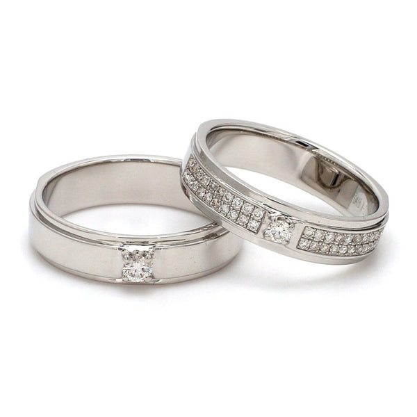 Jewelove™ Rings Platinum Love Bands with Sparkling Diamonds JL PT 622