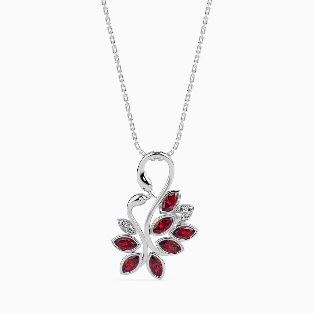 Jewelove™ Pendants Women's Band only / SI IJ Platinum Marquise Ruby Pendant with Diamond for Women JL PT P 18031