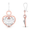 Front View of Side Platinum of Rose  Heart  Earring with Diamonds JL PT E 8230