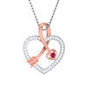 Front View of Platinum of Rose Heart Pendant Earring with Diamonds JL PT P 8064
