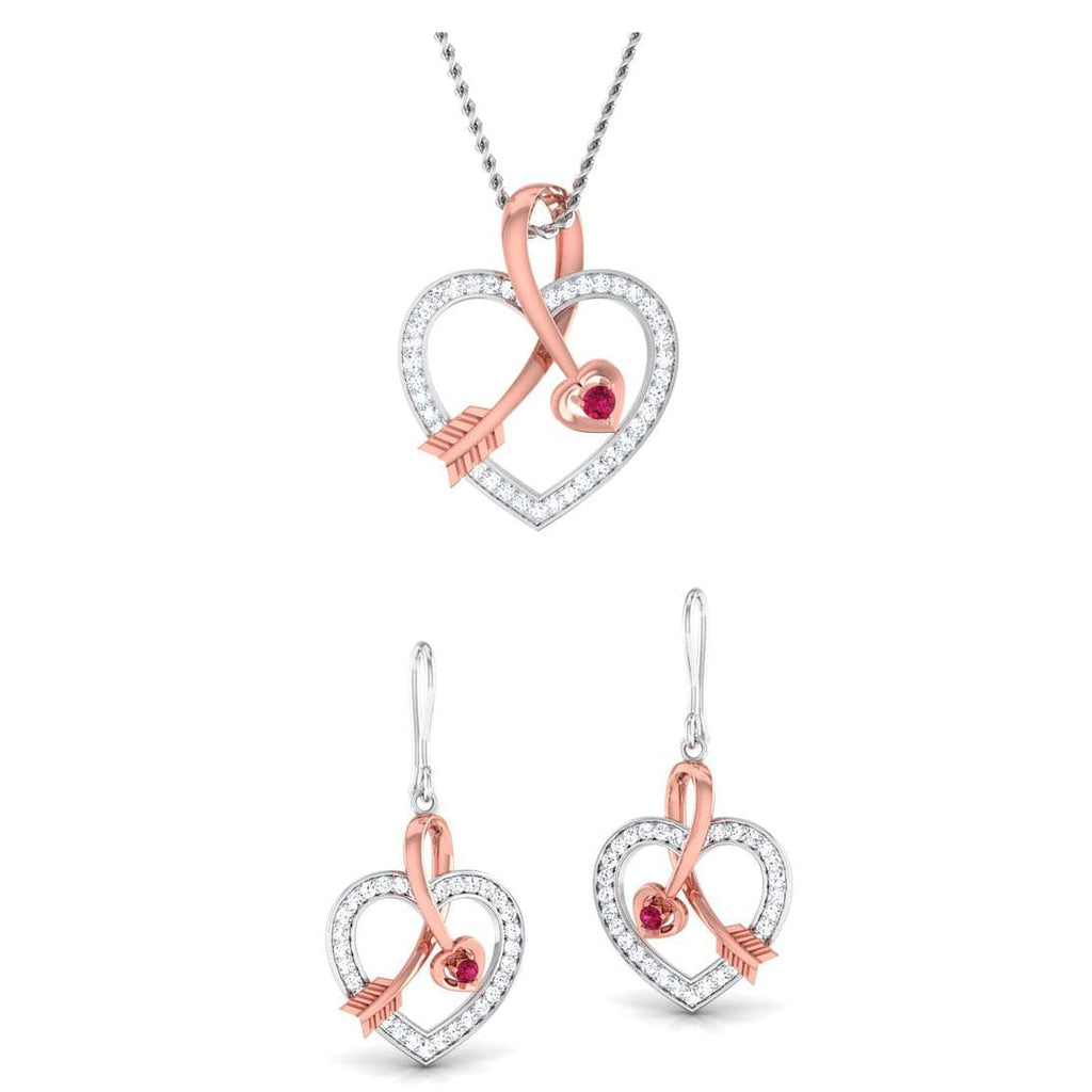 Platinum of Rose Heart Pendant Set with Diamonds JL PT P 8064