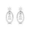 Jewelove™ Earrings SI IJ Platinum Oval Shape Earrings with Diamonds for Women JL PT E N-43