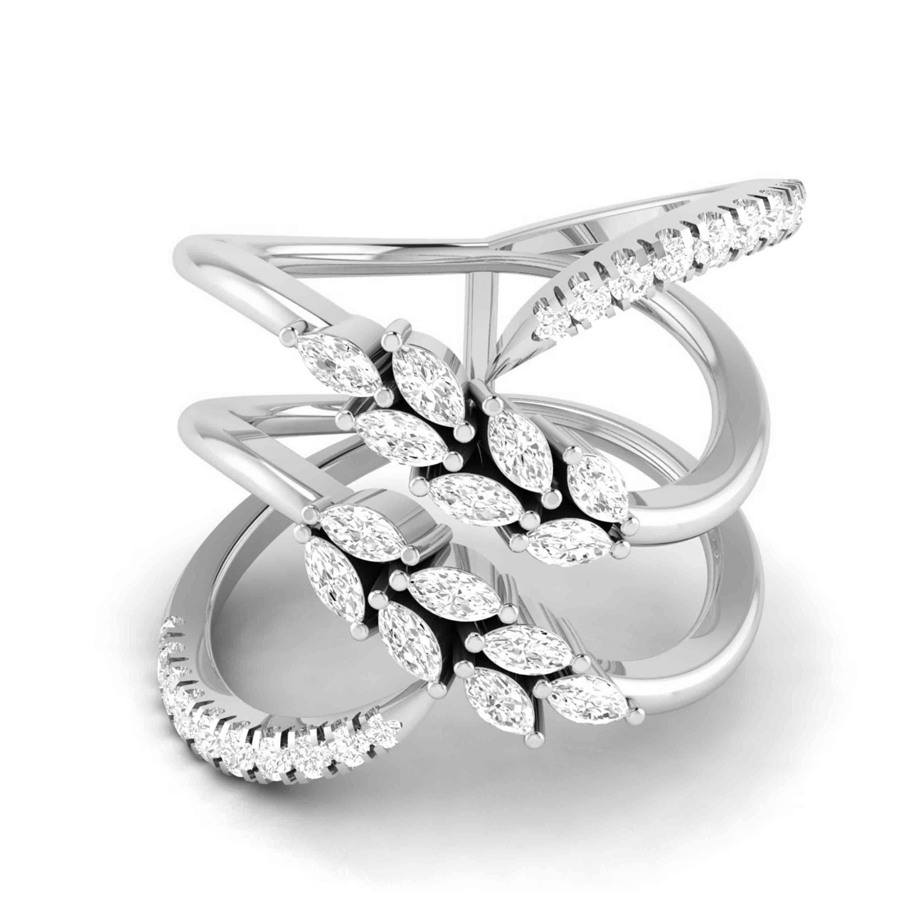 Platinum Pear Marquise Ring with Diamonds for Women JL PT DM 0050