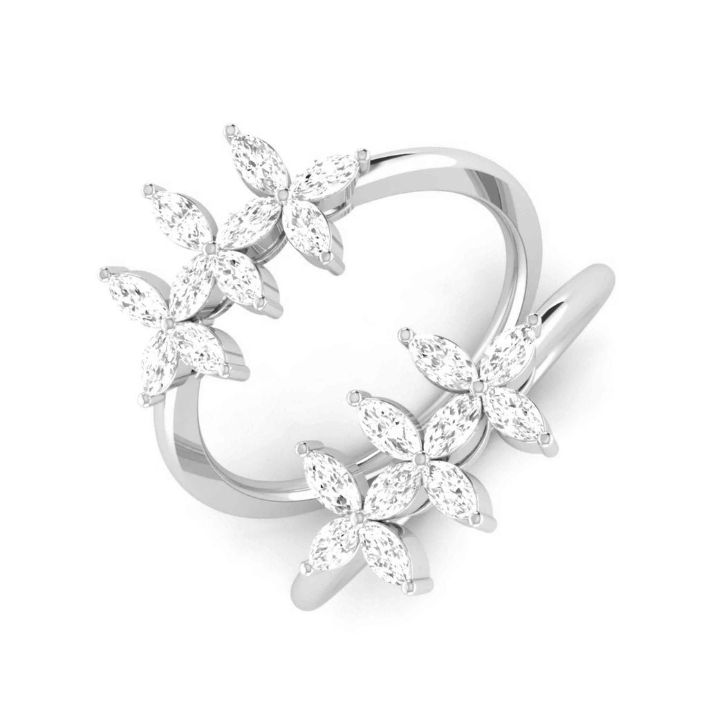 Jewelove™ Rings VS GH / Women's Band only Platinum Pear Marquise Ring with Diamonds for Women JL PT DM 0054