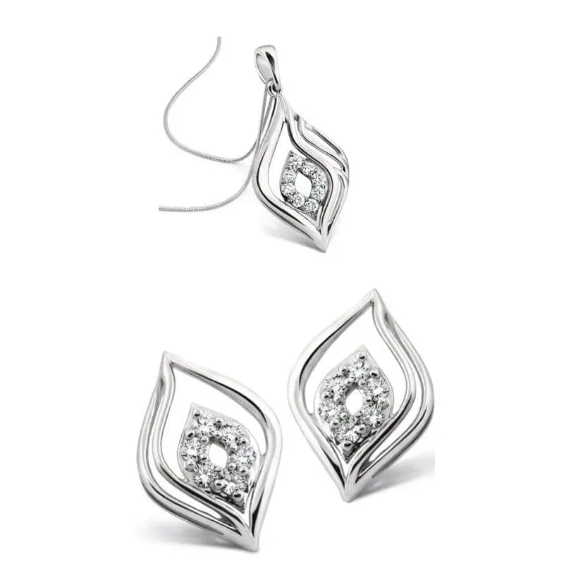 Platinum Pendant Earrings set designed as Petals SJ PTO E 107