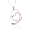Front View of Platinum of Rose Double Heart Pendant with Diamonds JL PT P 8107