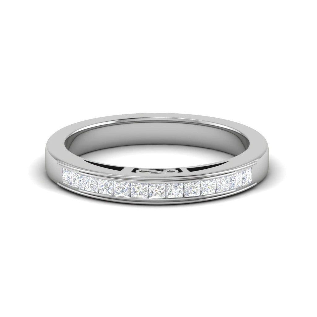 Jewelove™ Rings Women's Band only / SI IJ Platinum Princess cut Diamonds Ring for Women JL PT WB PR 141
