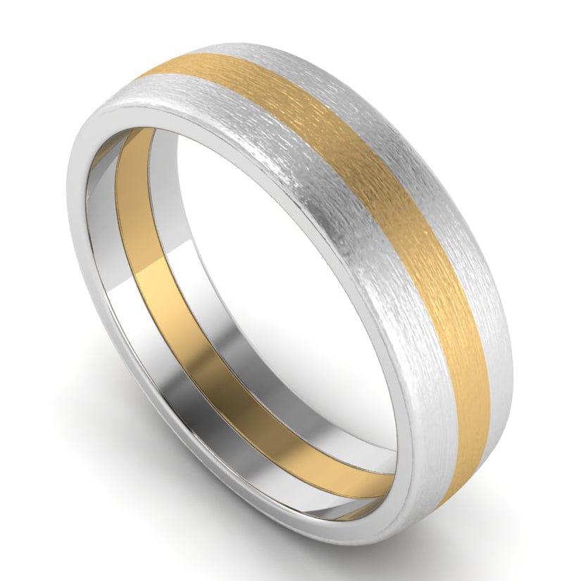 Perspective View of Platinum Ring with a Yellow Gold Line JL PT 650