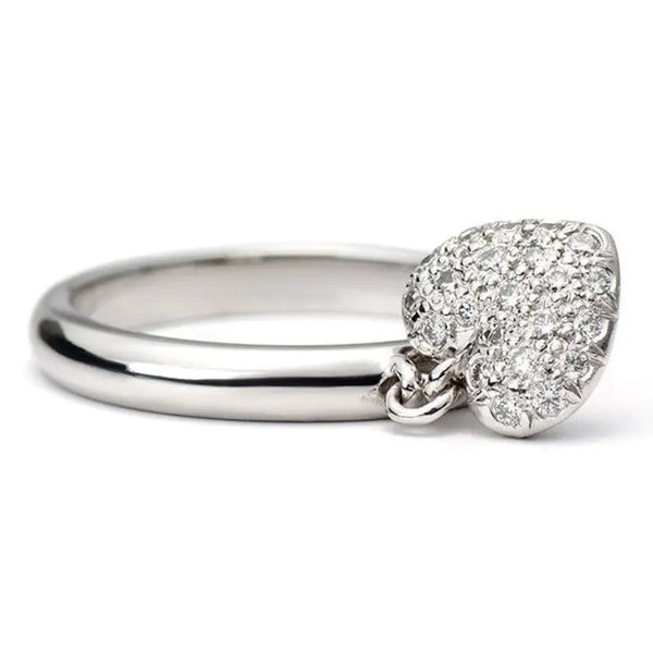 Platinum Ring with Diamond Heart Pendant SJ PTO 286 - Suranas Jewelove
 - 2