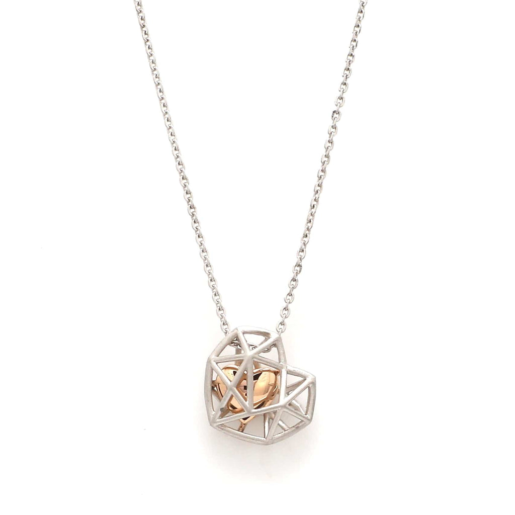 Jewelove™ Pendants Platinum Rose Gold Heart Pendant with Chain JL PT P 216