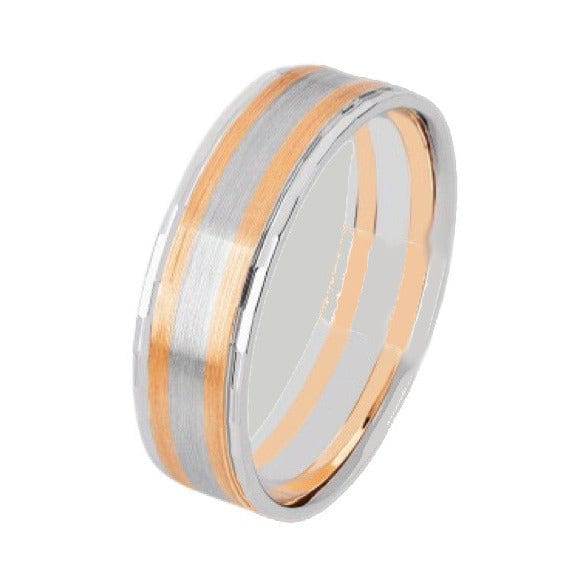 Platinum And Rose Gold Fusion Couple Bands