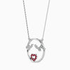Jewelove™ Pendants Platinum Ruby Heart in Circle Pendant with Diamond for Women JL PT P 18024