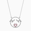 Jewelove™ Pendants Platinum Ruby Heart in Circle Pendant with Diamond for Women JL PT P 18024