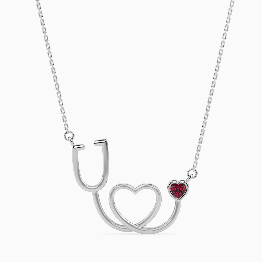 Jewelove™ Pendants Platinum Ruby Heart Pendant for Women JL PT P 18044