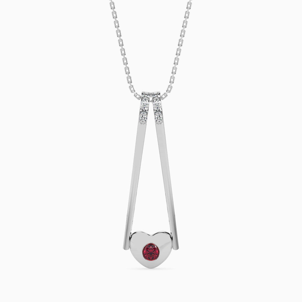 Jewelove™ Pendants SI IJ Platinum Ruby Heart Pendant with Diamond for Women JL PT P 18016