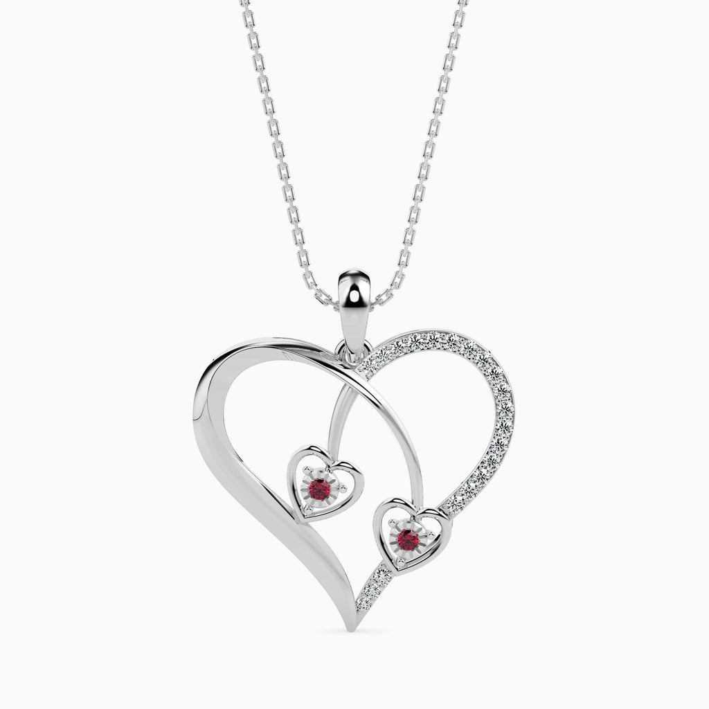 Jewelove™ Pendants SI IJ Platinum Ruby Heart Pendant with Diamond for Women JL PT P 18022