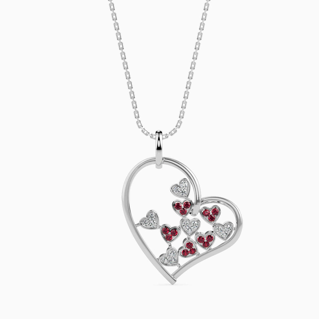 Jewelove™ Pendants SI IJ Platinum Ruby Heart Pendant with Diamond for Women JL PT P 18023