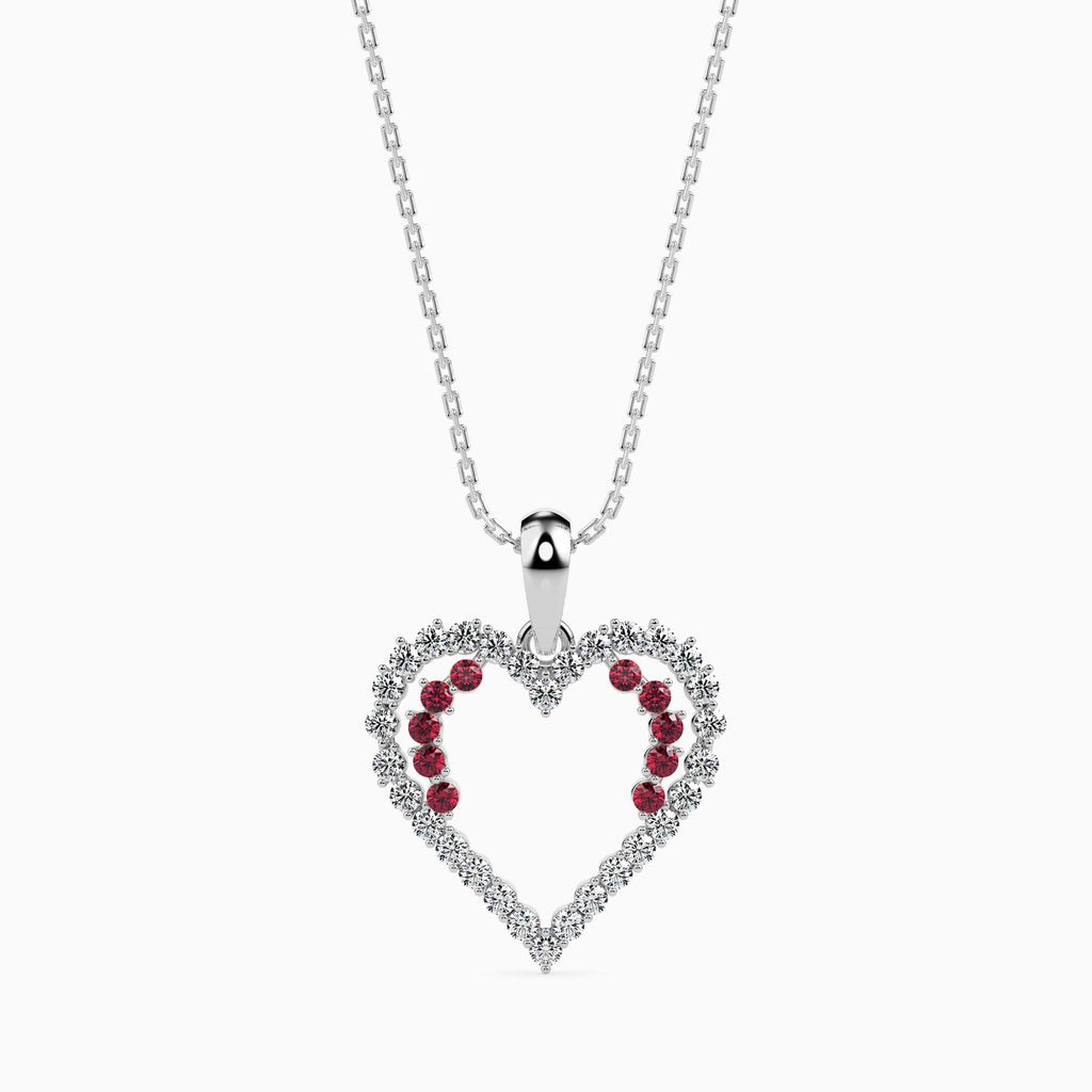 Jewelove™ Pendants SI IJ Platinum Ruby Heart Pendant with Diamond for Women JL PT P 18029