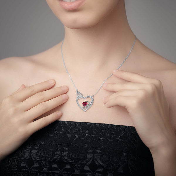 Jewelove™ Pendants Platinum Ruby Heart Pendant with Diamond for Women JL PT P 18038