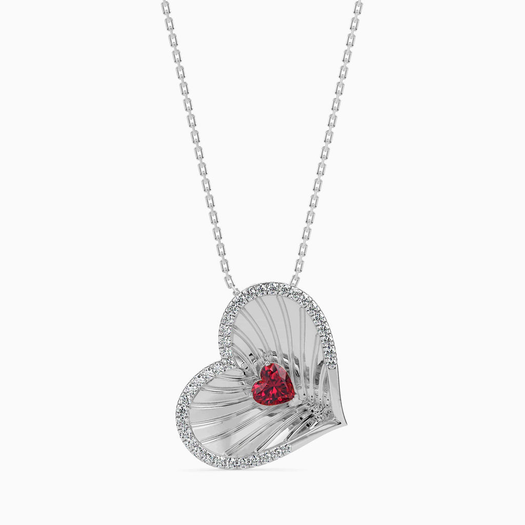 Jewelove™ Pendants SI IJ Platinum Ruby Heart Pendant with Diamond for Women JL PT P 18045