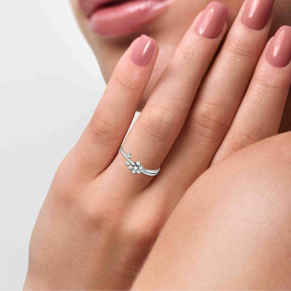 Jewelove™ Rings Platinum Single Diamond Flower Ring for Women JL PT LR 29
