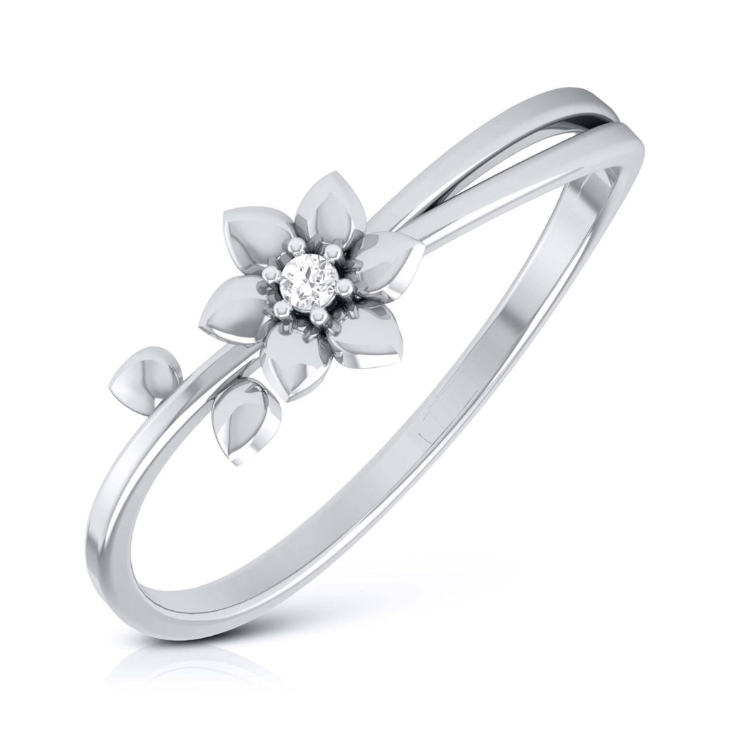 Jewelove™ Rings SI IJ / Women's Band only Platinum Single Diamond Flower Ring for Women JL PT LR 29