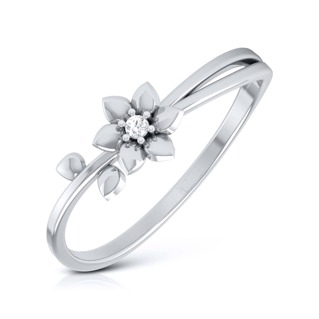 Jewelove™ Rings SI IJ / Women's Band only Platinum Single Diamond Flower Ring for Women JL PT LR 29