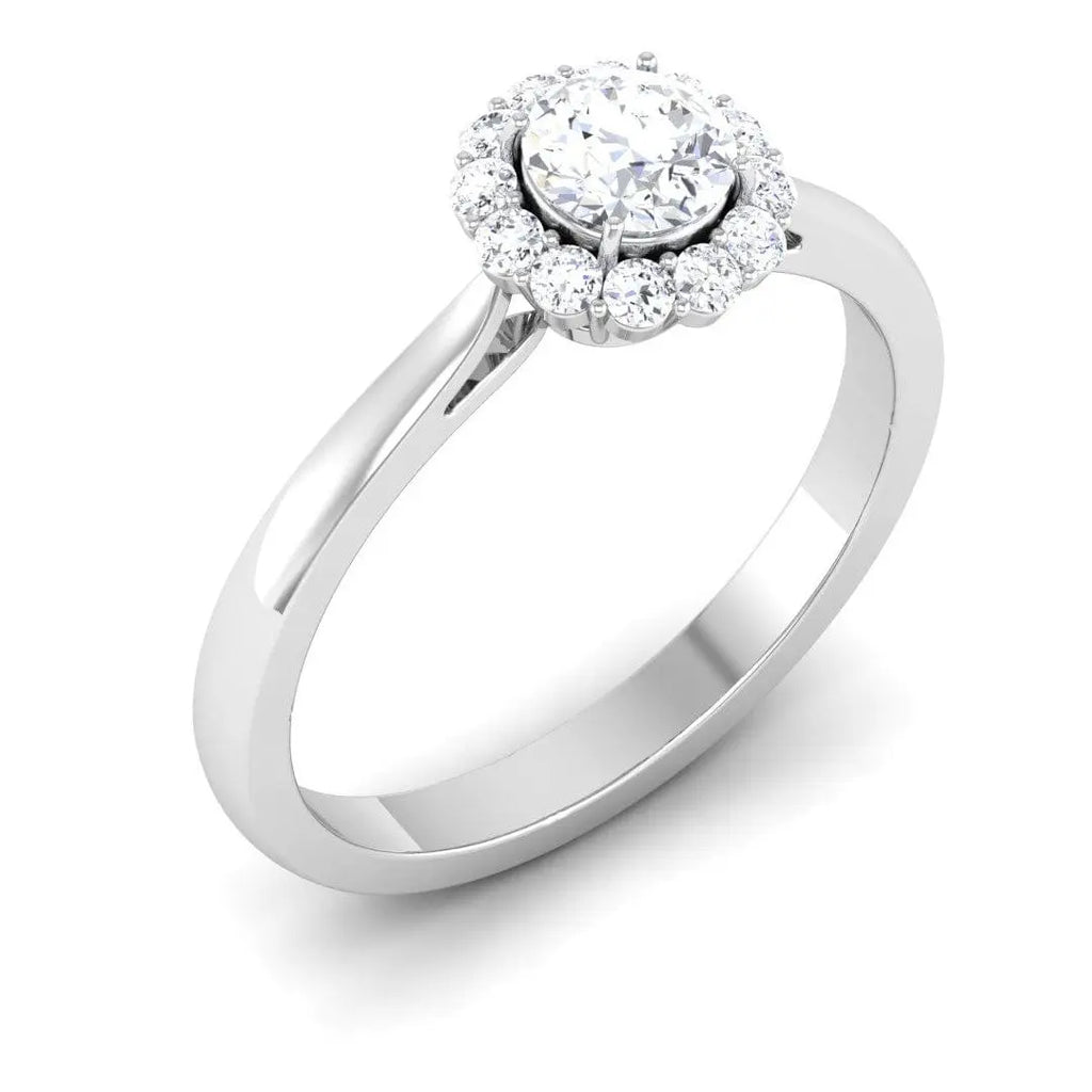 Jewelove™ Rings Women's Band only Platinum Solitaire Diamond Engagement Setting with Single Halo JL PT 498-M