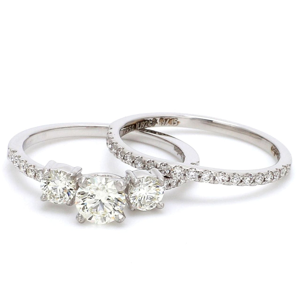 Jewelove™ Rings Platinum Solitaire Engagement Bridal Ring Set with Diamond Accents JL PT 584, 585