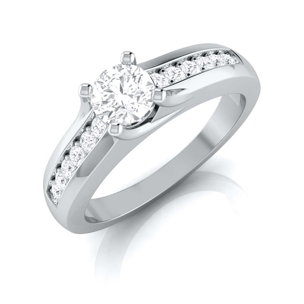 Jewelove™ Rings J VS / Women's Band only Platinum Solitaire Engagement Ring for Women with Accent Diamonds JL PT G-119