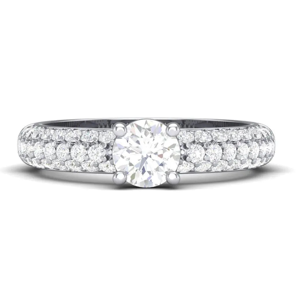 Solitaire Platinum Rings in India - 30 Pointer Platinum Solitaire Engagement Ring With 3 Row Diamonds JL PT 462