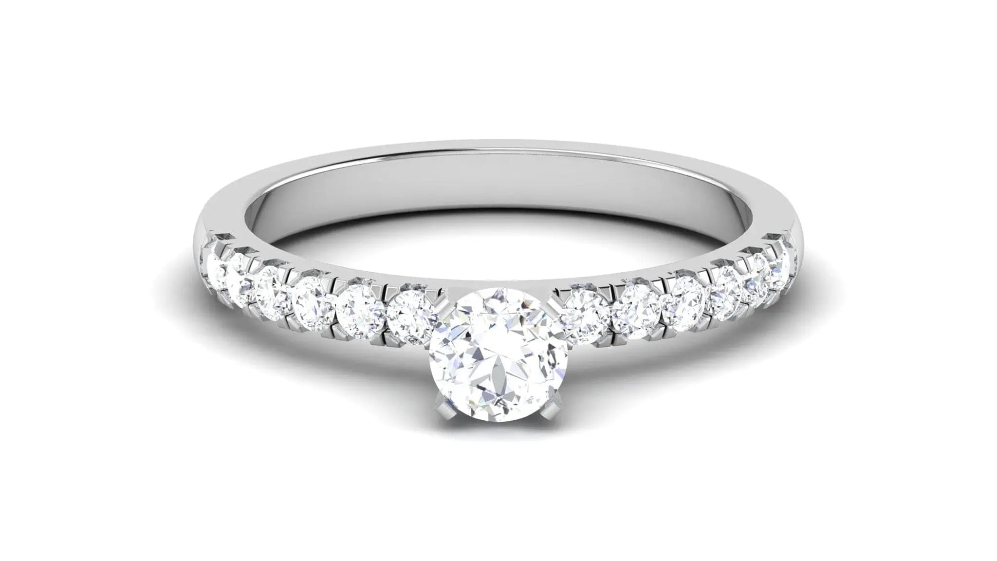 Platinum Solitaire Engagement Ring Setting with Diamond Shank for Women JL PT 479-M