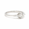 Side View of Platinum Solitaire Engagement Ring with Baguette Accents SJ PTO 265