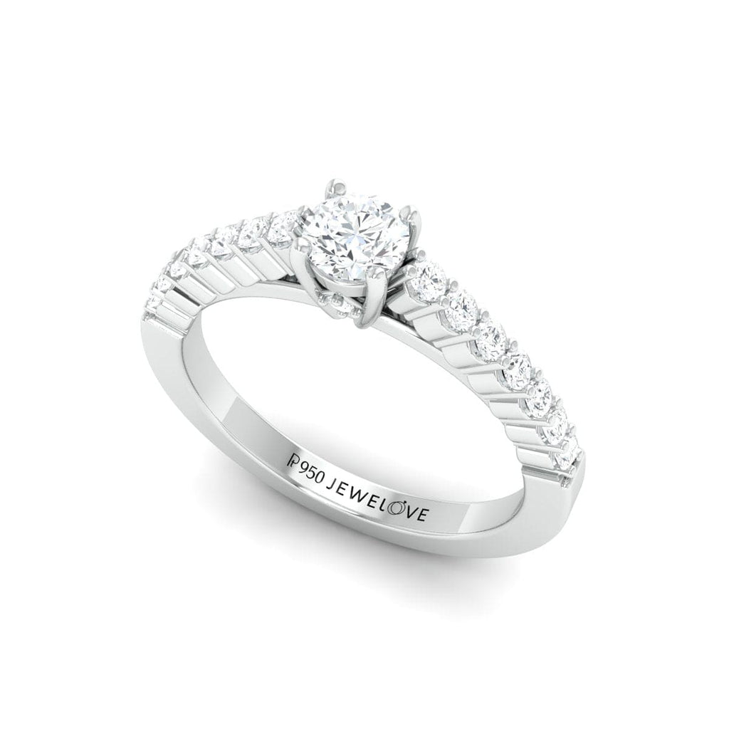 Jewelove™ Rings SI IJ / Women's Band only Platinum Solitaire Engagement Ring with Diamond Accents JL PT 674-A