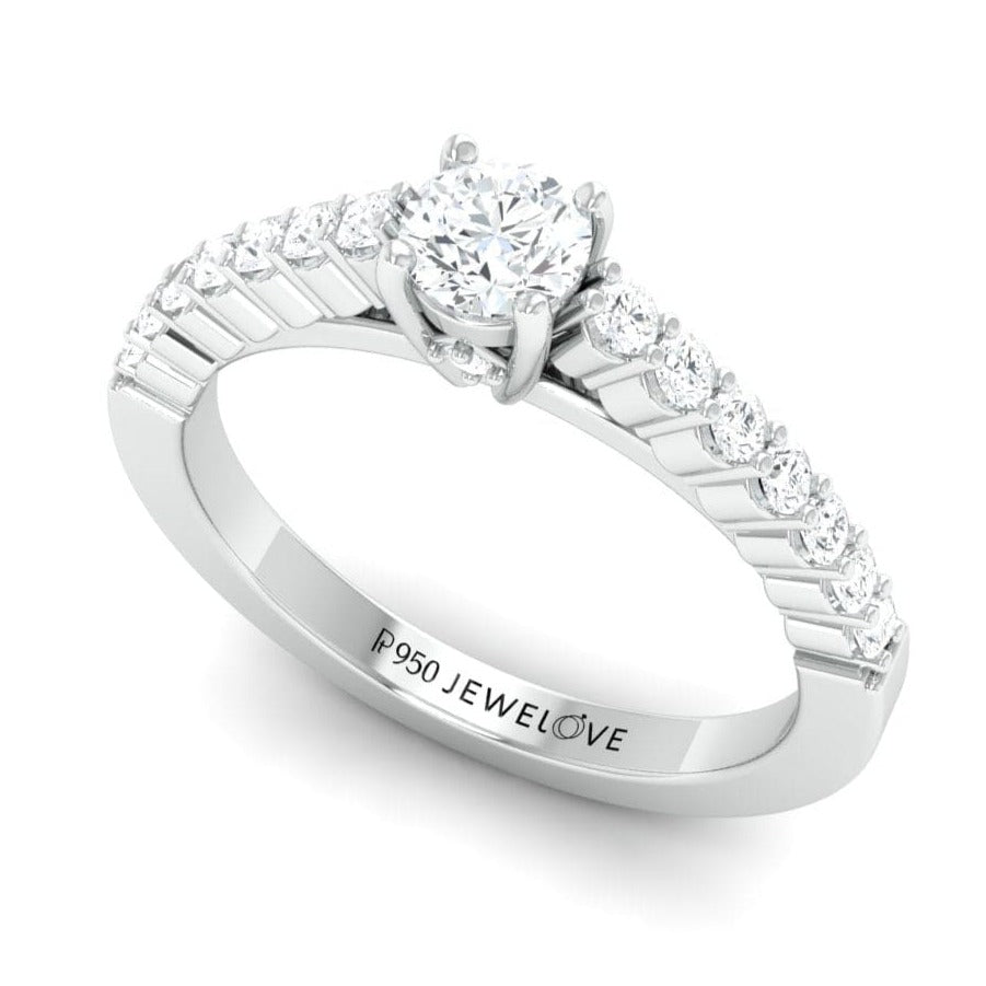 Jewelove™ Rings SI IJ / Women's Band only Platinum Solitaire Engagement Ring with Diamond Accents JL PT 674-A